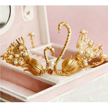 Coroa de ouro 24k e tiara China tradicional Crown China Mulheres Weeding Tiara
